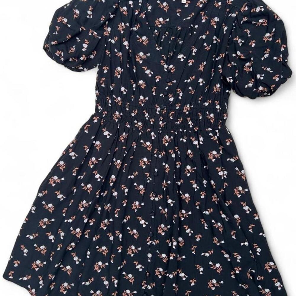 Madewell Challis Sophia black floral mini dress, size small
